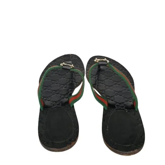 Gucci GG Web Stripe Thong Flip Flop Sandals - Picture 5 of 9